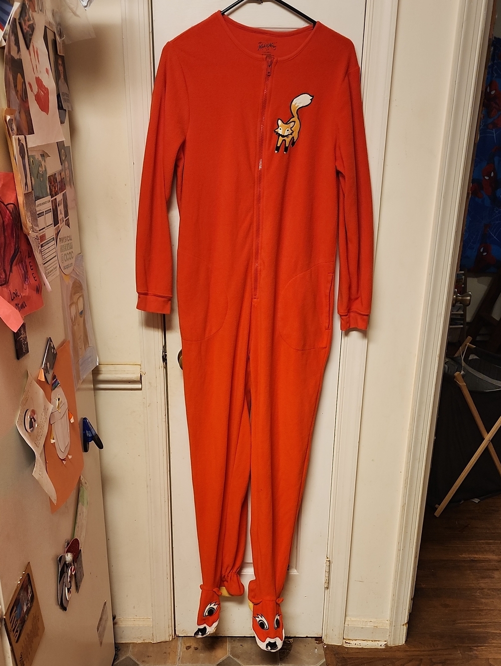 Adult Red Fox One-Piece Footed Pajamas - Cozy Zip Front